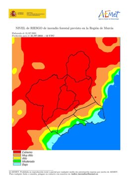 Mapa de riesgo de incendios forestales