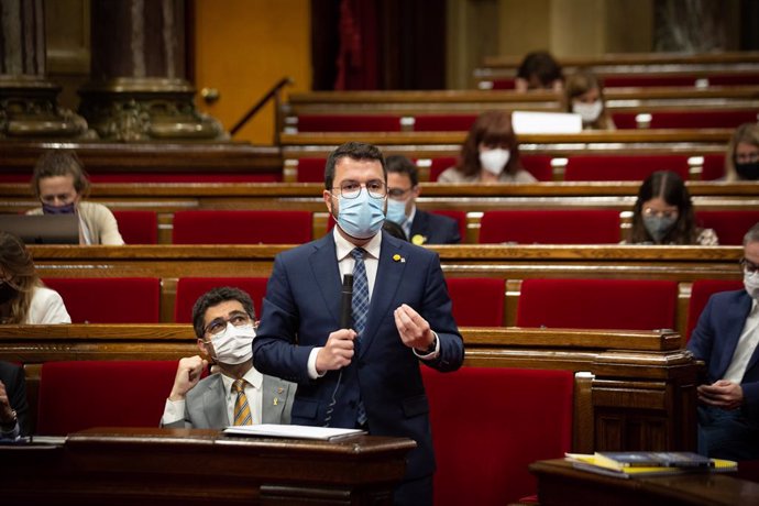 El president de la Generalitat, Pere Aragons, al Parlament