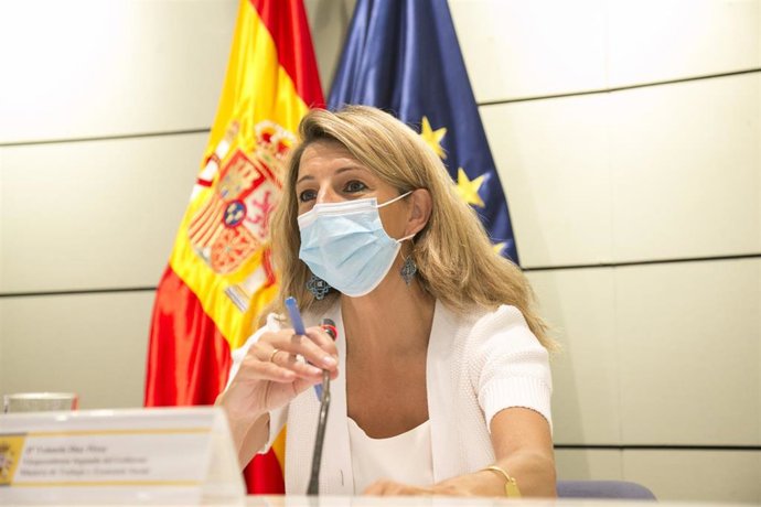 La vicepresidenta segunda del Gobierno y ministra de Trabajo y Economía Social, Yolanda Díaz, en la LXXX Conferencia Sectorial de Empleo y Asuntos Laborales celebrada este miércoles.