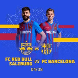 Cartel promocional del partido amistoso de pretemporad que jugará el FC Barcelona contra el Red Bull Salzburg en Salzburgo (Austria) el 4 de agosto de 2021