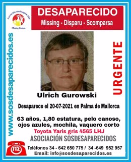 Ulrich Gurowski, desaparecido en Palma este martes.