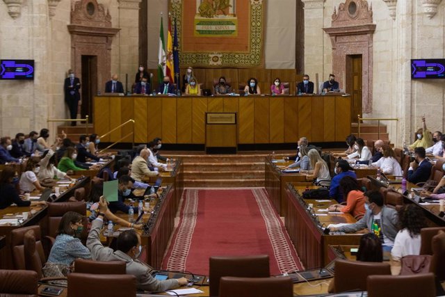 Votación durante la primera jornada del Pleno del Parlamento de Andalucía. A 21 de julio de 2021, en Sevilla (Andalucía, España).