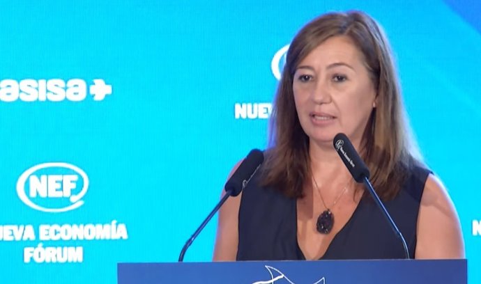 La presidenta del Govern, Francina Armengol, durante su intervención de hoy.