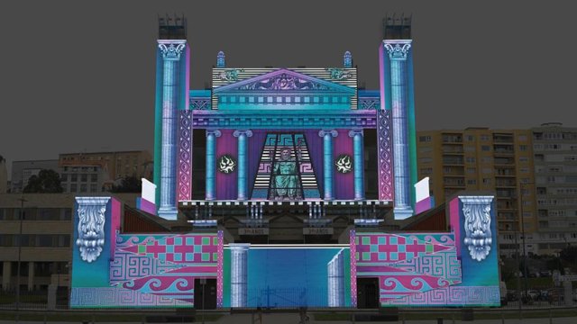 Imagen del vídeo mapping que se proyectará en el Palacio de Festivales para conmemorar el 30 aniversario de su inauguración