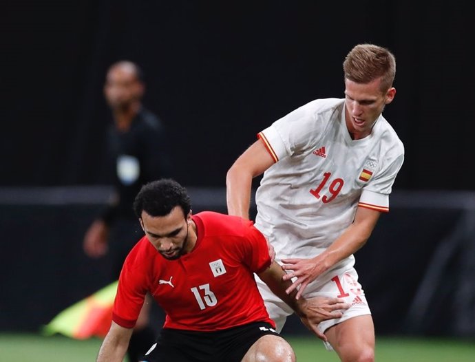 El jugador español Dani Olmo en el partido contra Egipto en los Juegos Olímpicos de Tokyo 2020