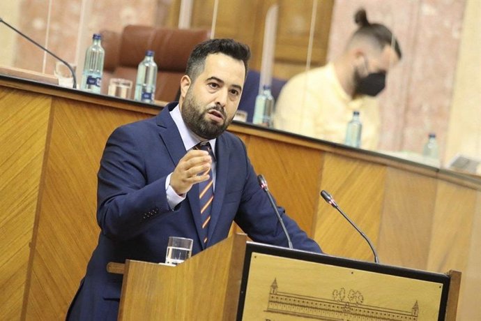 El parlamentario de Ciudadanos (Cs) Fran Carrillo, en el Pleno del Parlamento andaluz.