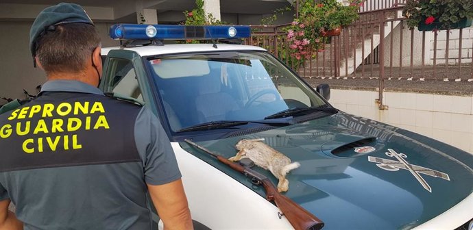 Un agente de la Guardia Civil junto a la conceja muerta