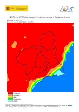 Mapa de riesgos de incendios forestales