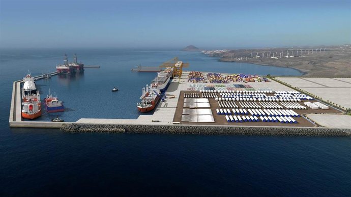 Simulación de cómo quedará el Puerto de Granadilla (Tenerife) tras la inversión prevista, de 93 millones hasta 2025