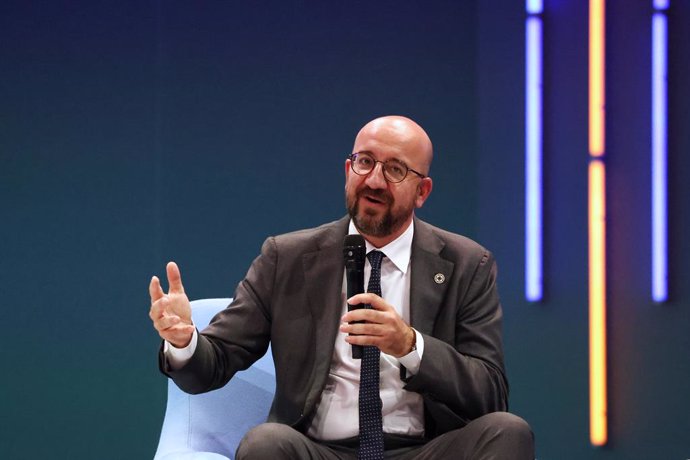HANDOUT - 30 June 2021, France, Paris: EU Council President Charles Michel attends the opening session of the Generation Equality Forum, a global gathering for gender equality convened by UN Women and co-hosted by the governments of Mexico and France in