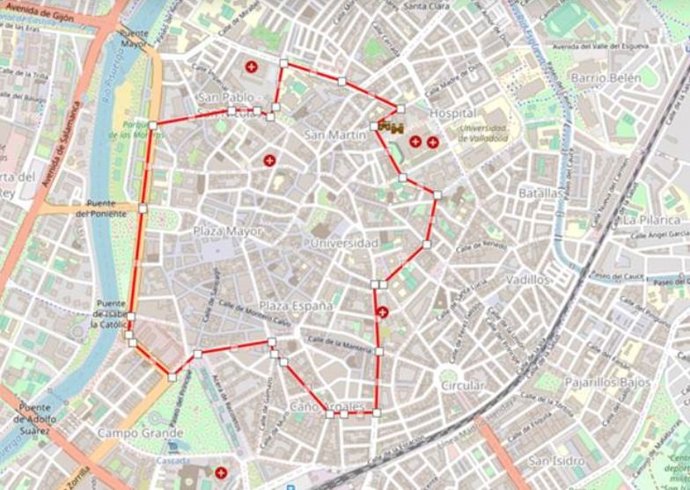 Plano de la 'almendra central' de Valladolid, en la que se aplica la limitación a 30 km/h.