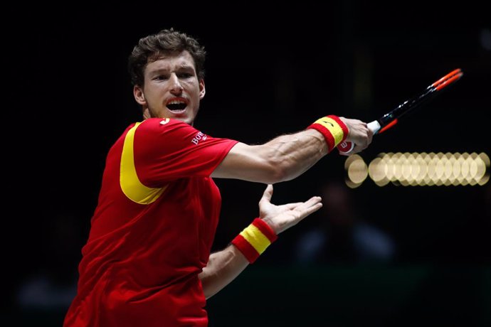 Archivo - Pablo Carreno of Spain in action during his match played against Guido Pella of Argentina during the Day 5 of the 2019 Davis Cup at La Caja Magica on November 22, 2019 in Madrid, Spain.
