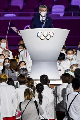 El presidente del COI, Thomas Bach, en la ceremonia de inauguración de Tokyo 2020.