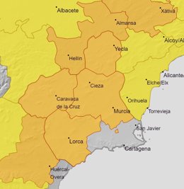 Mapa de avisos meteorológicos previstos este sábado