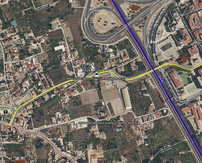 Lugar en el que ha tenido lugar el accidente, en el mapa