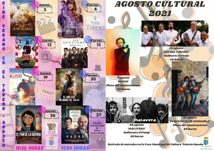 Cartel de la programación cultural de agosto en Cangas del Narcea