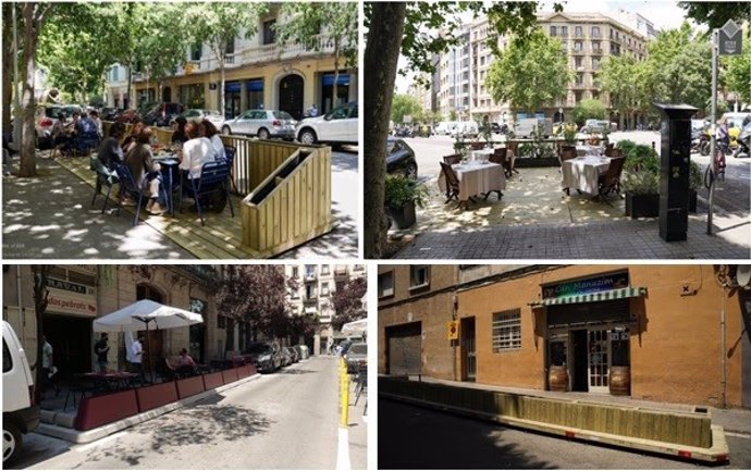 Imatge dels nous espais per a terrasses en calades de Barcelona
