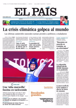 Portada de El País para el domingo 25 de julio.