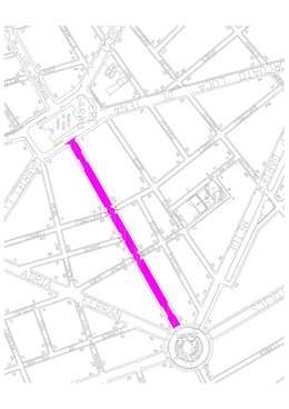 Ámbito de la calle Arquebisbe Aspreg, donde este lunes empiezan las tareas de asfaltado.