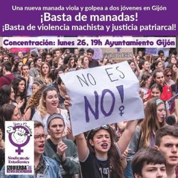 Cartel de Libres y Combativas anunciando la concentración de este lunes en Gijón
