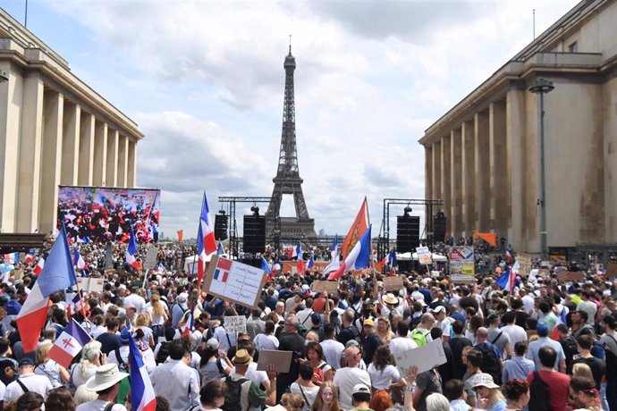 Imagen de las protestas en Francia contra el certificado sanitario.