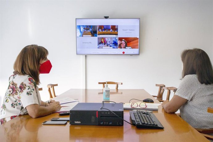 La Consejera De Empleo Y Políticas Sociales, Ana Belén Álvarez (Izda), Participa Por Videoconferencia En El Consejo Territorial De Servicios Ssociales Y Del Sistema Para La Autonomía Y Atención A La Dependencia