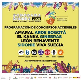 Cartel informativo del Sonorama Ribera 2021 que será accesible para personas con diferentes capacidades