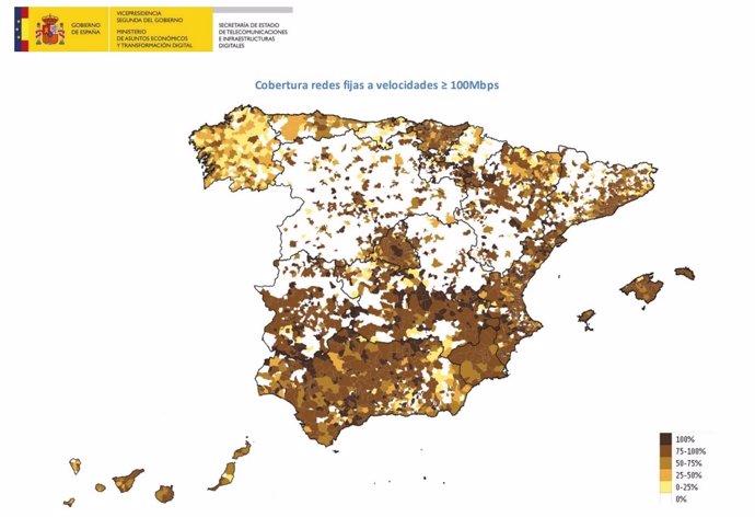 Informe del Ministerio de Asuntos Económicos y Transformación Digital 'Cobertura de Banda Ancha en España en el año 2020'.