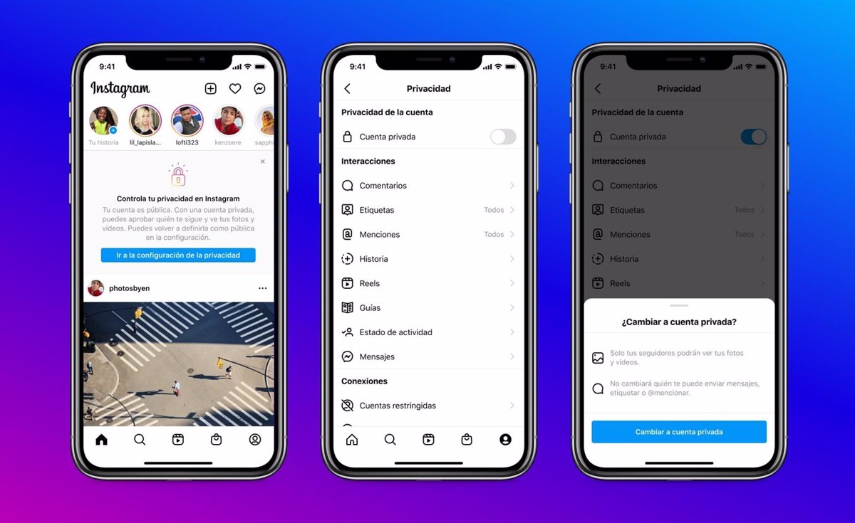 Instagram hace privadas por defecto las nuevas cuentas de los usuarios menores de 18 años