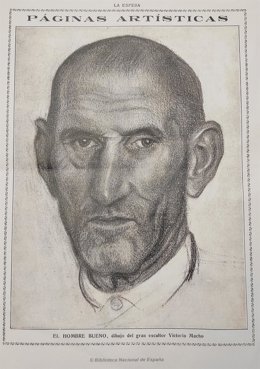 Dibujo original de Victorio Macho 'El hombre bueno'.