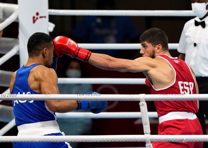 El boxeador español Gazi Jalidov en los Juegos de Tokio