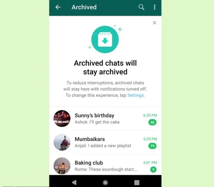 Nueva carpeta para archivar chats