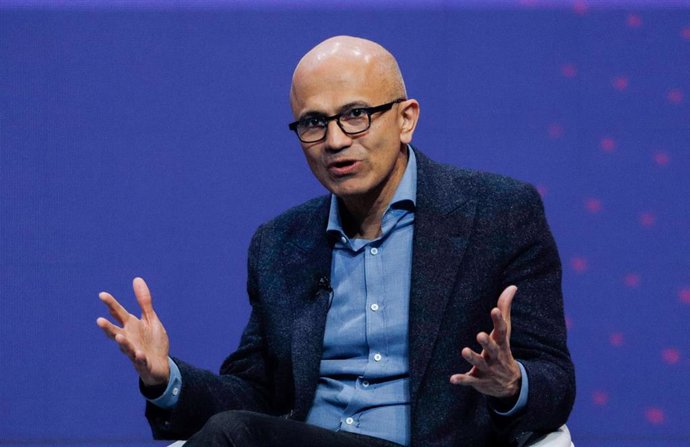 Archivo - 25 February 2019, Spain, Barcelona: The Chief Executive Officer of Microsoft Satya Nadella, speaks at the Mobile World Congress. Photo: Clara Margais/dpa