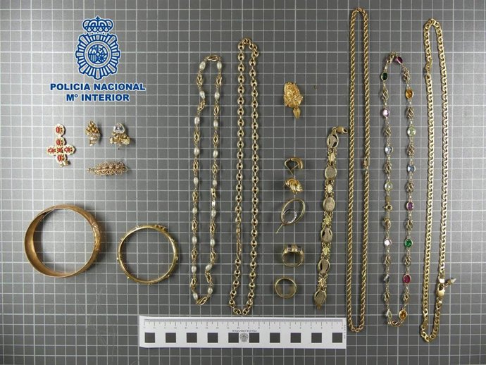 Joyas incautadas por la Policía Nacional
