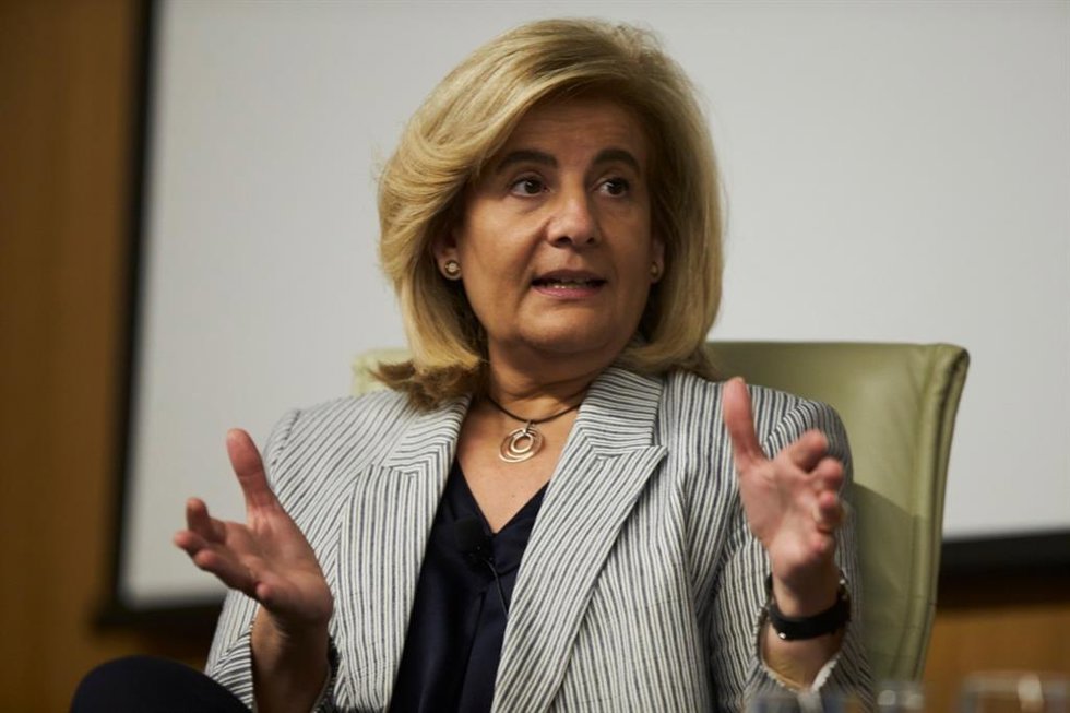 Fátima Báñez en el desayuno de Europa Press celebrado en Sevilla.