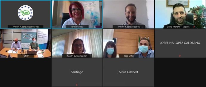 La secretaria general de la Federación Andaluza de Municipios y Provincias (FAMP), Teresa Muela, y el secretario general de la Federación Valenciana de Municipios y provincias (FVMP), Vicent Gil, durante la presentación del proyecto 'Coasting PLUS'