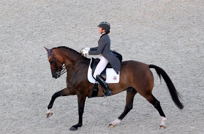 28 July 2021, Japan, Tokyo: Spain's Beatriz Ferrer-Salat riding on Elegance competes in the Dressage Individual Grand Prix Freestyle Equestrian event at the Equestrian Park, part of the Tokyo 2020 Olympic Games. Photo: Friso Gentsch/dpa