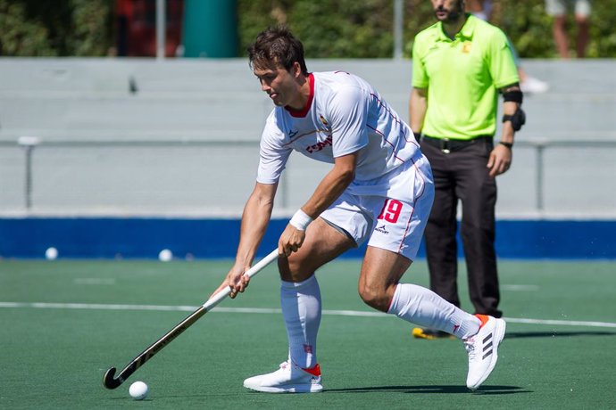 Jose Basterra of Spain during friendly hockey match played between Spain and Netherlands at Club de Campo Villa de Madrid on July 15, 2021 in Madrid, Spain.