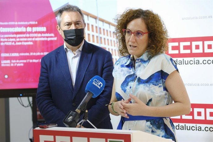 Archivo - Nuria López y Juan Espadas, este miércoles