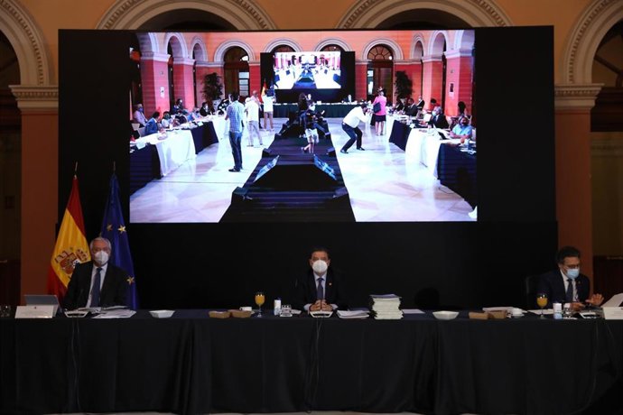 El ministro de Agricultura, Pesca y Alimentación, Luis Planas (c)preside el Consejo Consultivo de Política Agraria, en la sede del Ministerio