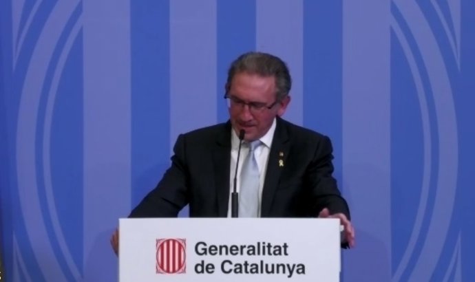 El conseller d'Economia i Hisenda de la Generalitat, Jaume Giró, en la roda de premsa