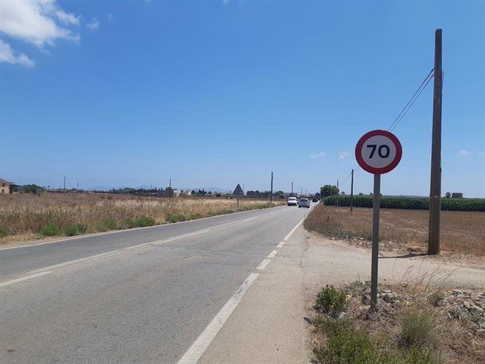 Limitación de velocidad a la entrada de Sa Pobla.