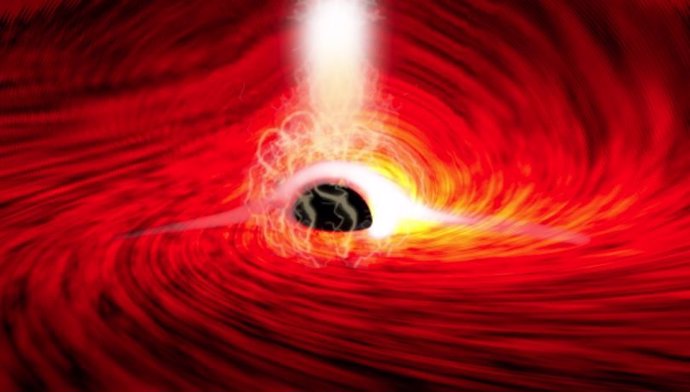 Breves destellos de rayos X corresponden al reflejo de las llamaradas del lado lejano del disco, doblado alrededor del agujero negro por su fuerte campo gravitacional.