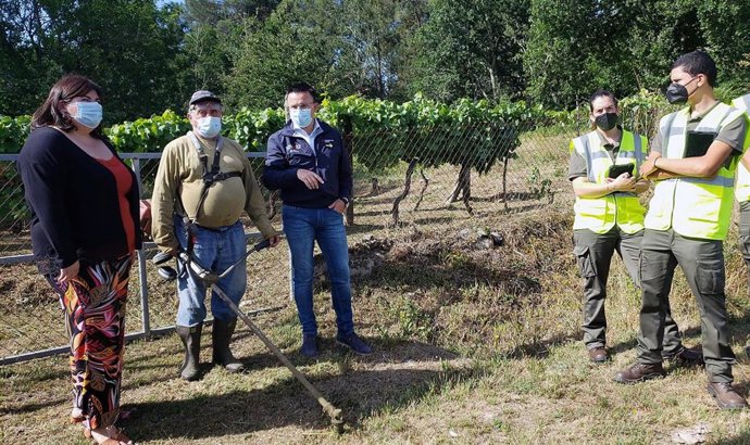 Visita del conselleiro de Medio Rural, José González, a Boborás para analizar la gestión de la biomasa