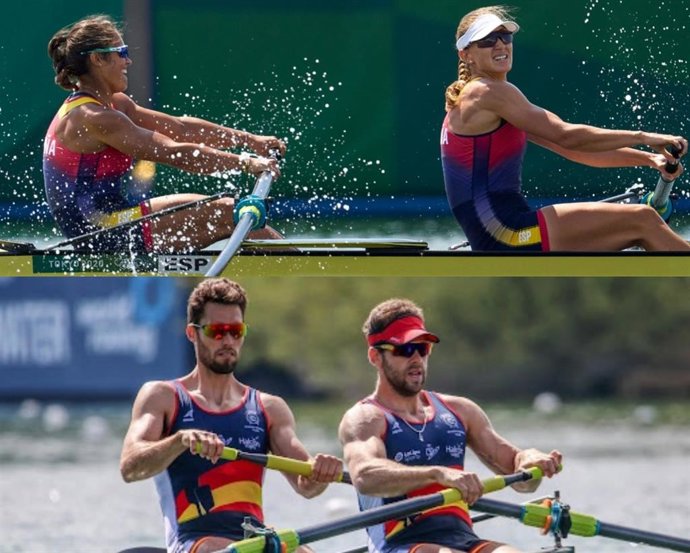 Los remeros españoles Aina Cid y Virginia Díaz; Javier García y Jaime Canalejo, sextos en las finales de dos sin timonel en Tokyo 2020