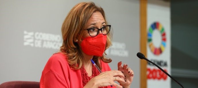 La consejera de Presidencia y Relaciones Institucionales del Gobierno de Aragón, Mayte Pérez, en la rueda de prensa posterior al Consejo de Gobierno.