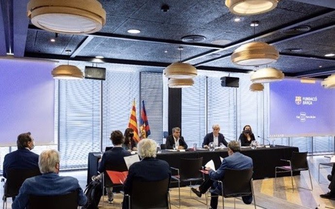 Primera reunión del Patronato de la Fundació FC Barcelona a cargo del presidente del club y de la Fundació, Joan Laporta, el 29 de julio de 2021
