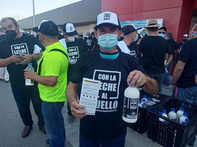 Fotografía de la concentración vacuno de leche del sector ganadero andaluz.