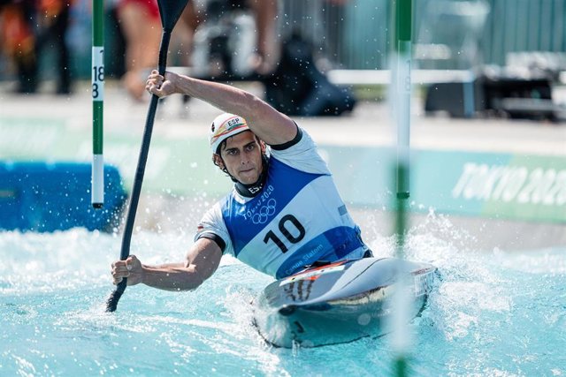 David LLORENTE en la 1ª eliminatoria de Kayak masculino de Piragüismo eslalon durante los JJOO 2020, a 28 de julio, 2021 en Tokio, Japón