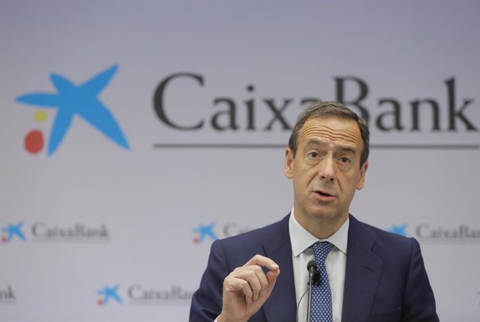 El consejero delegado de CaixaBank, Gonzalo Gortázar, en rueda de prensa este viernes
